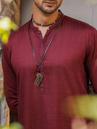 Maroon Cotton Kurta - AL-K-1145B