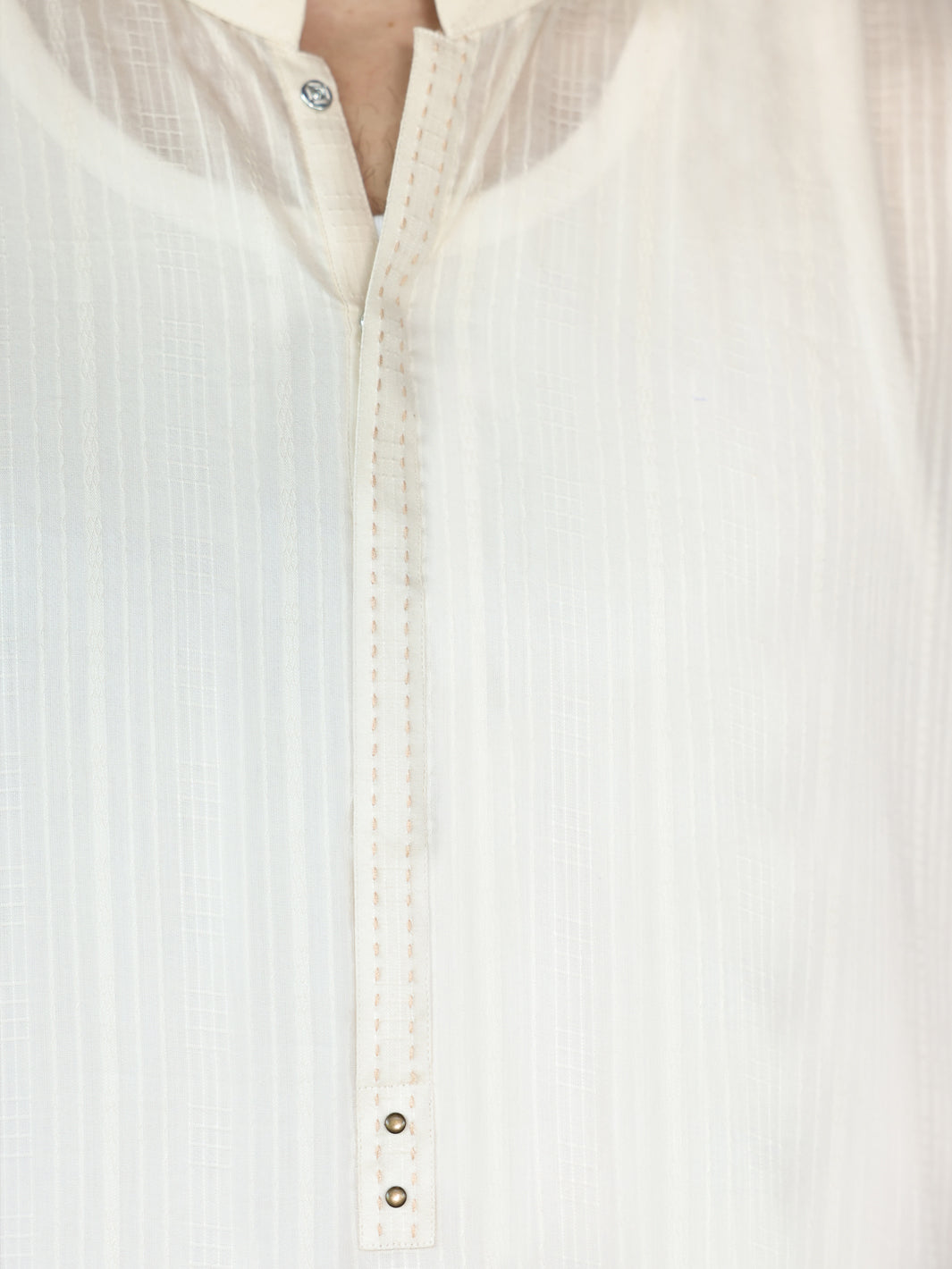 Off White Cotton Kurta - AL-K-1146B - Almirah Online