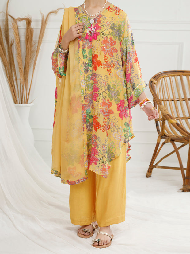 Yellow Georgette 3 Piece Stitched - ALT-3PS-LS-1148