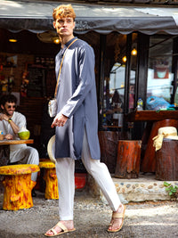 Grey Blended Kurta - AL-K-1148B