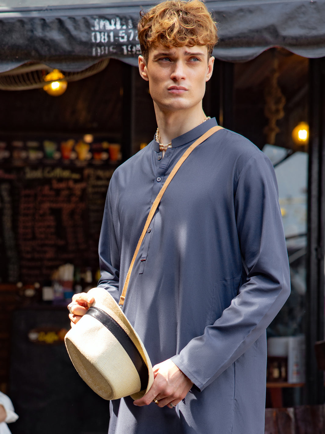 Grey Blended Kurta - AL-K-1148B - Almirah Online