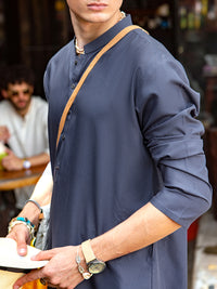 Grey Blended Kurta - AL-K-1148B