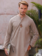 Grey Blended Kurta - AL-K-1149A - Almirah Online