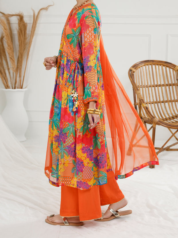 Multicolor Georgette 3 Piece Stitched - ALT-3PS-LS-1149