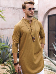 Mustard Blended Kurta - AL-K-1149B - Almirah Online