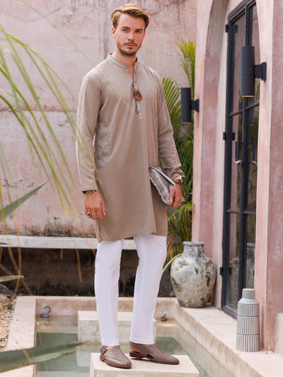 Grey Blended Kurta - AL-K-1149A - Almirah Online