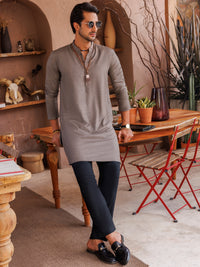 Brown Blended Kurta - AL-K-1151