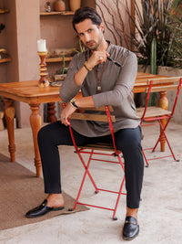 Brown Blended Kurta - AL-K-1151