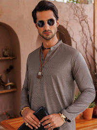 Brown Blended Kurta - AL-K-1151