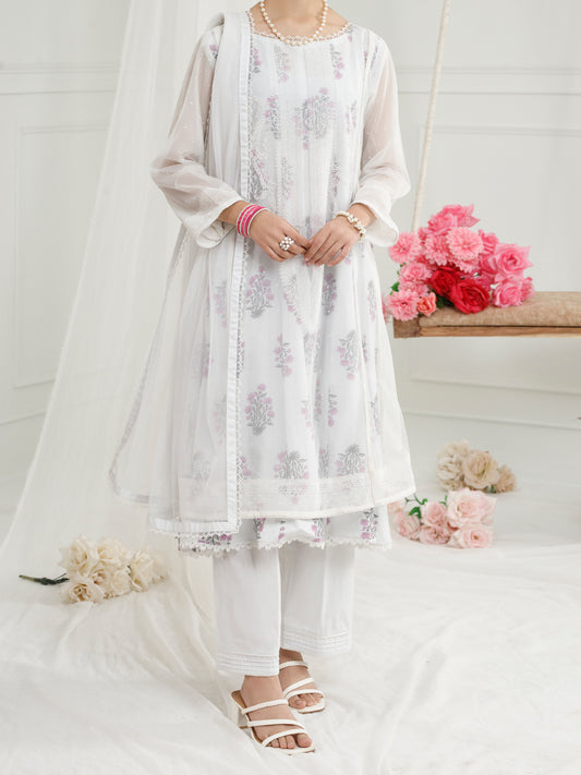 White Poly Net 3 Piece Stitched - ALT-3PS-LS-1156