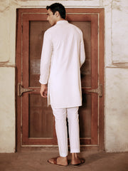 Off White Blended Kurta - AL-K-1157A - Almirah Online