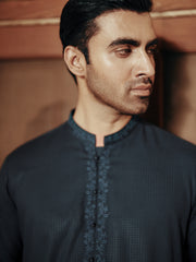 Navy Blue Blended Kurta - AL-K-1157B - Almirah Online