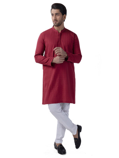 Red Cotton Kurta - AL-K-1165B