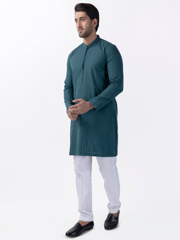 Green Cotton Kurta - AL-K-1165C