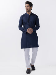 Navy Blue Cotton Kurta - AL-K-1165A