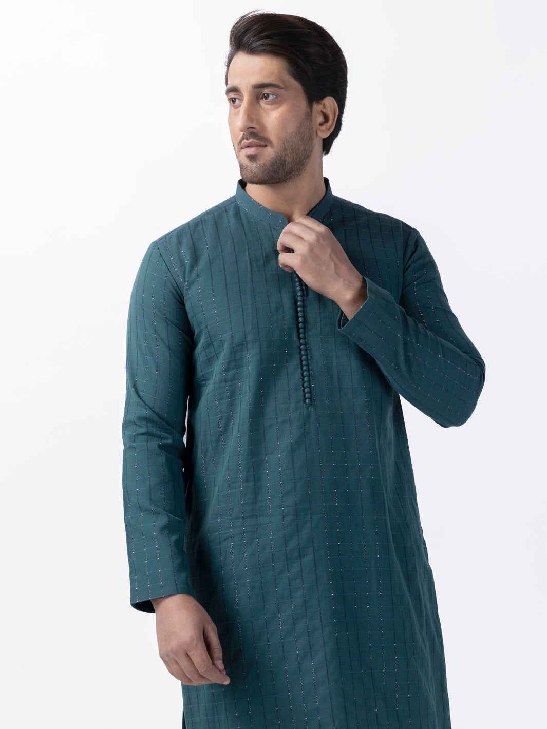 Green Cotton Kurta - AL-K-1165C