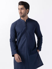 Navy Blue Cotton Kurta - AL-K-1165A