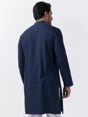 Navy Blue Cotton Kurta - AL-K-1165A