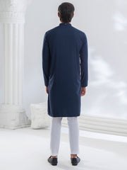 Navy Blue Blended Kurta - AL-K-1168B