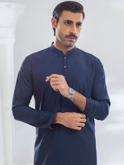 Navy Blue Blended Kurta - AL-K-1168B