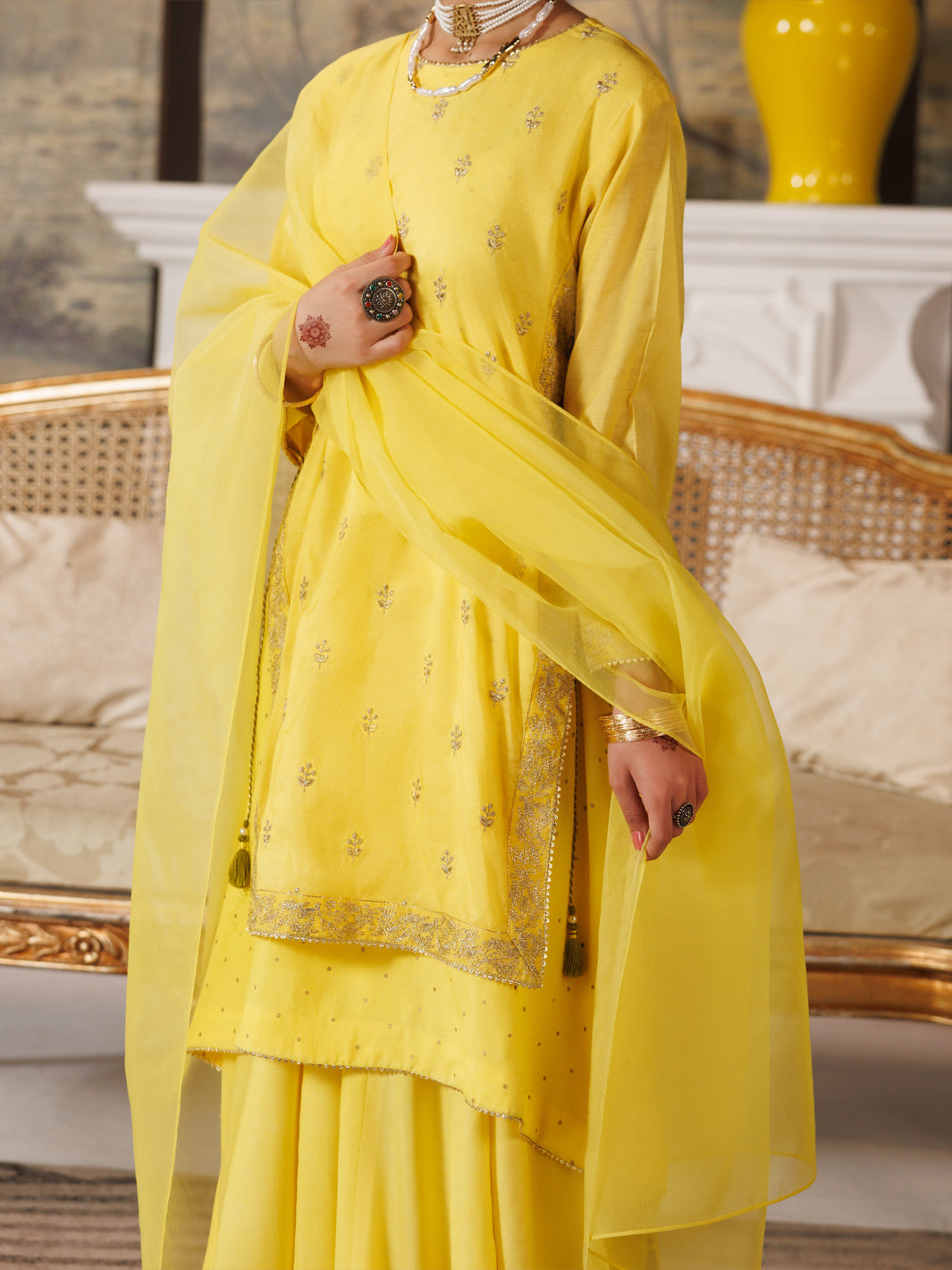 Yellow Swill Foil Formal 3Pc Stitched - ALT-3PS-LS-1169