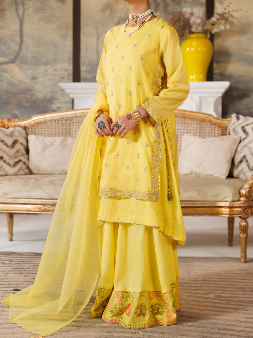 Yellow Swill Foil Formal 3Pc Stitched - ALT-3PS-LS-1169