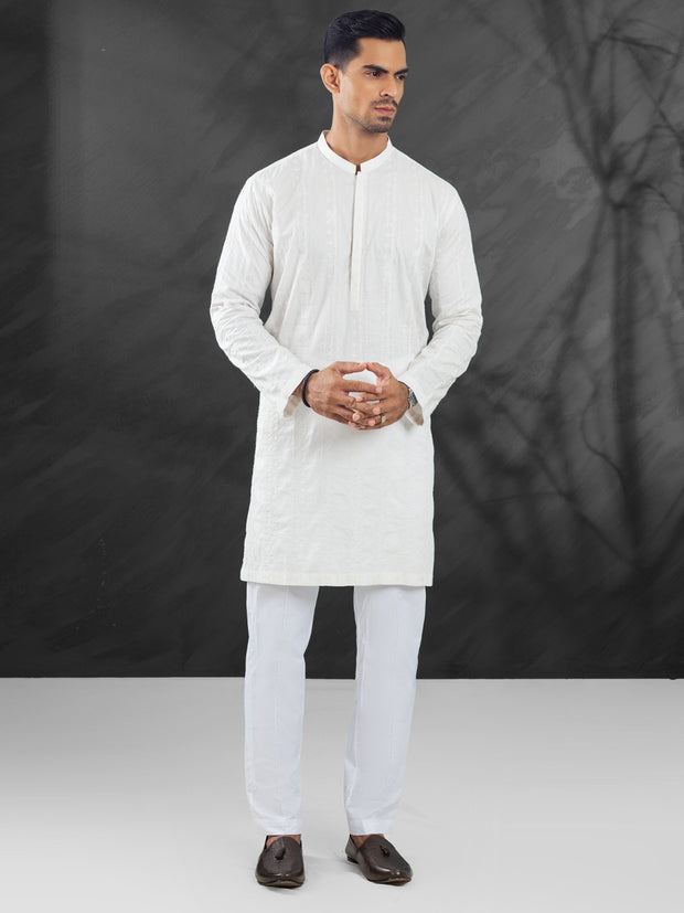 White Cotton Kurta - AL-K-1171A