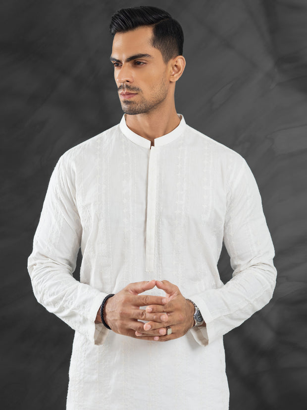 White Cotton Kurta - AL-K-1171A