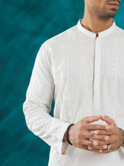 White Cotton Kurta - AL-K-1171A