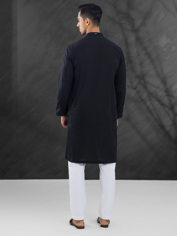 Black Cotton Kurta - AL-K-1171B