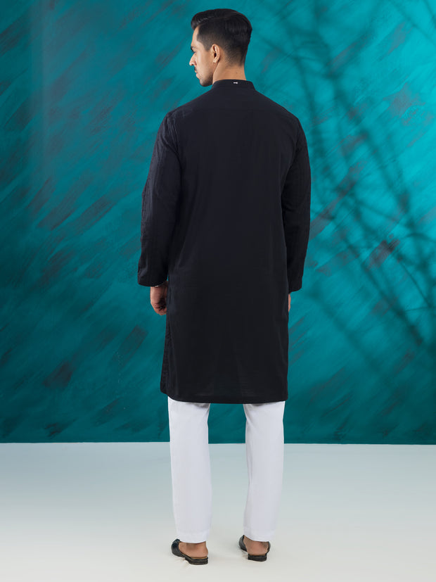 Black Cotton Kurta - AL-K-1171B