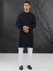 Black Cotton Kurta - AL-K-1171B