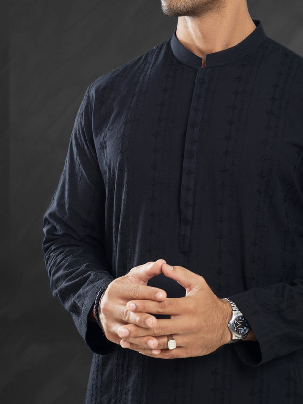 Black Cotton Kurta - AL-K-1171B