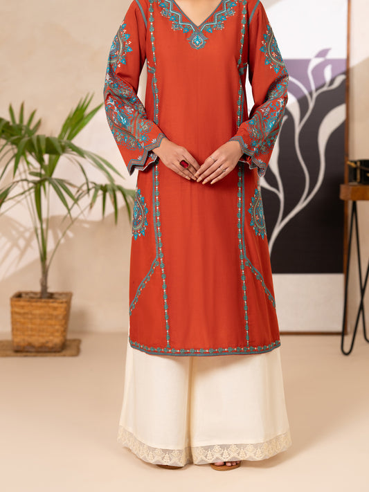 Rust Cotton Lawn Kurti - AL-LK-1173