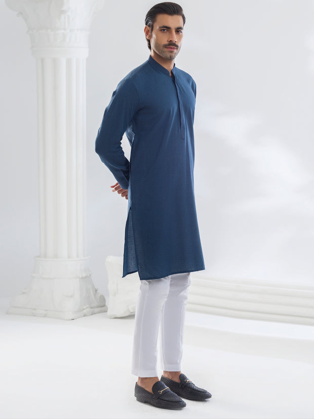 Blue Cotton Kurta - AL-K-1176A