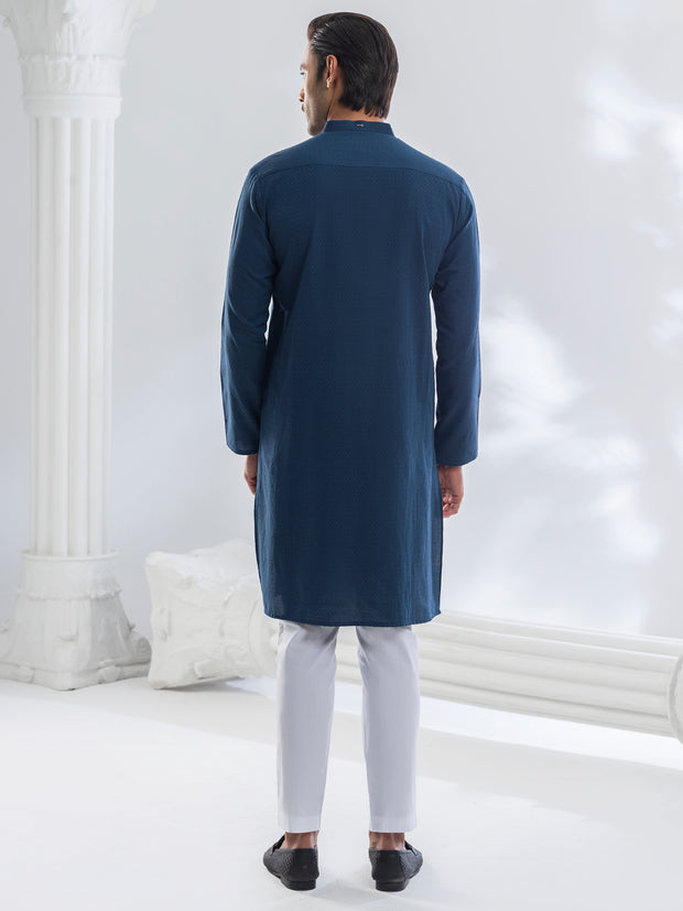 Blue Cotton Kurta - AL-K-1176