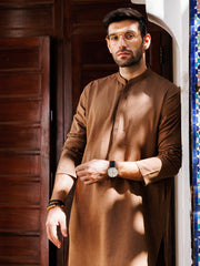 Brown Cotton Kurta - AL-K-1178