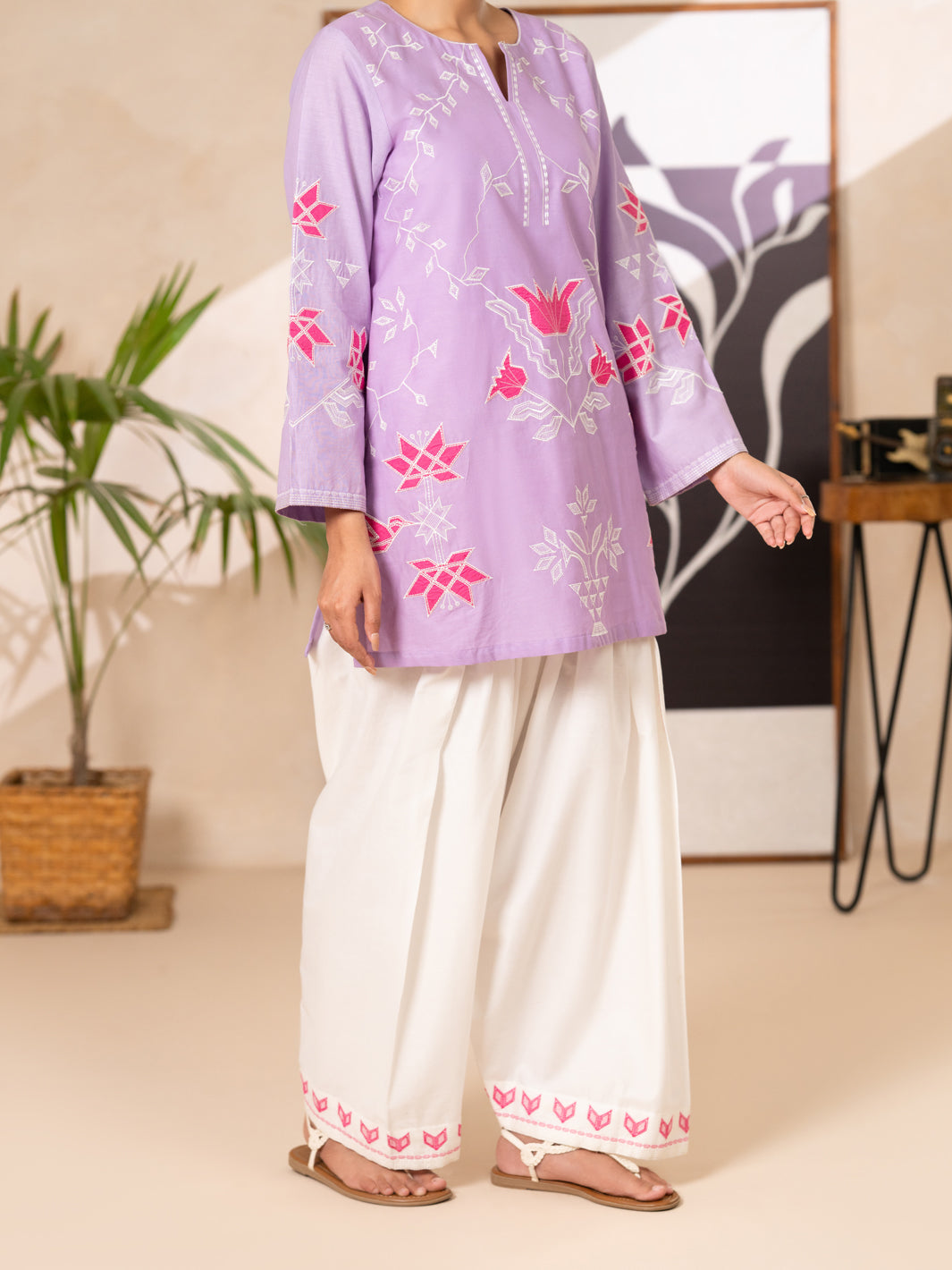 Light Purple Cotton Lawn Kurti - AL-LK-1178