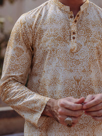 Mustard Cotton Kurta - AL-K-1187