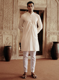 Cream Cotton Kurta - AL-K-1196A