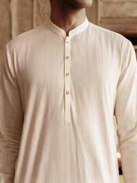 Cream Cotton Kurta - AL-K-1196A