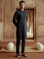 Black Cotton Kurta - AL-K-1196D - Almirah Online