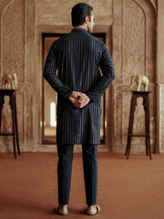 Black Cotton Kurta - AL-K-1196D - Almirah Online