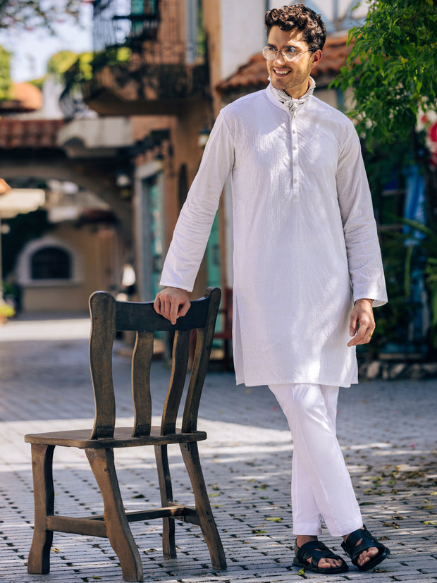 White Cotton Kurta - AL-K-1205A