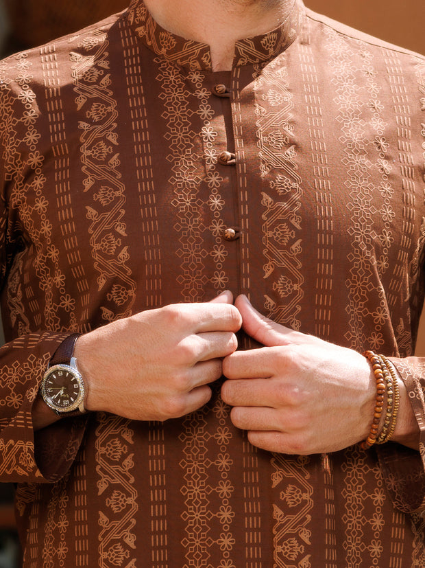 Brown Cotton Kurta - AL-K-1206B