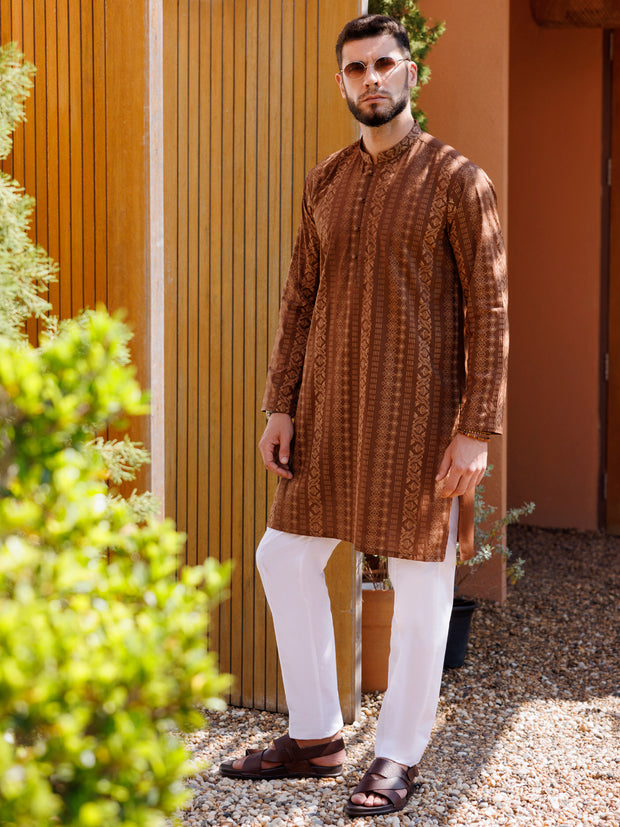 Brown Cotton Kurta - AL-K-1206B