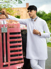 White Cotton Kurta - AL-K-1213