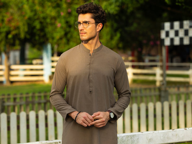 Brown Blended Kurta - AL-K-1219