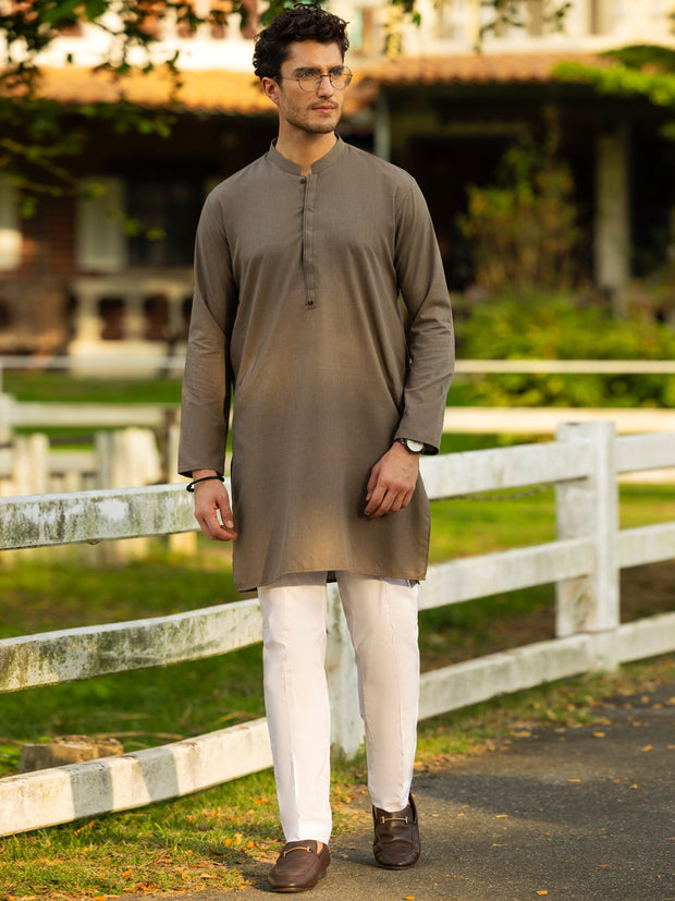 Brown Blended Kurta - AL-K-1219