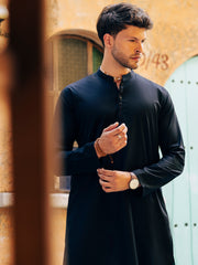 Black Cotton Kurta - AL-K-1214